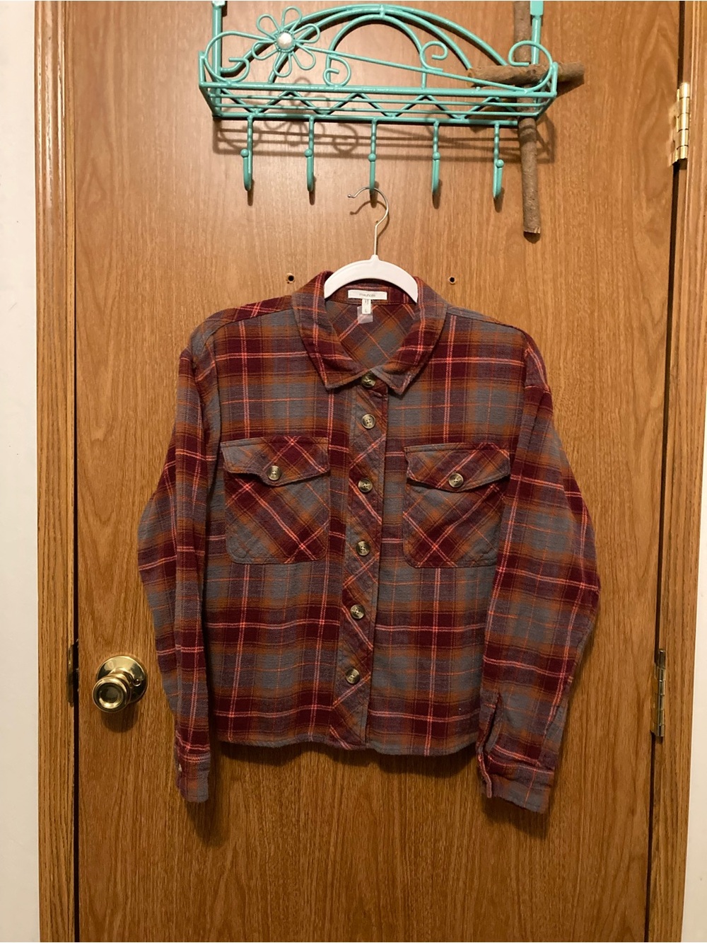 Maurices Women's Plaid Button-Front Long Sleeve Shirt